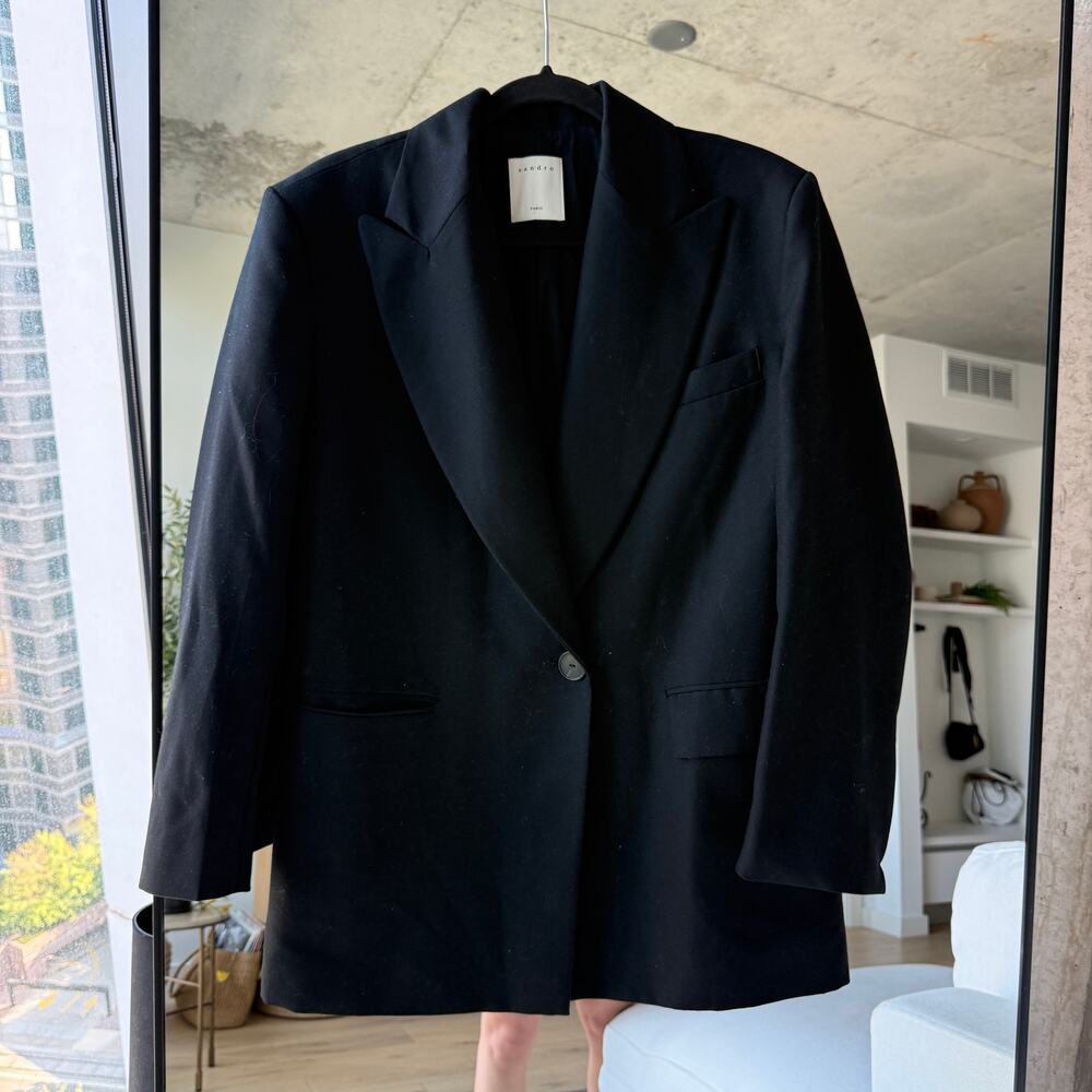 Sandro Oversized Wool Blend Blazer Jacket - Picture 2 of 6